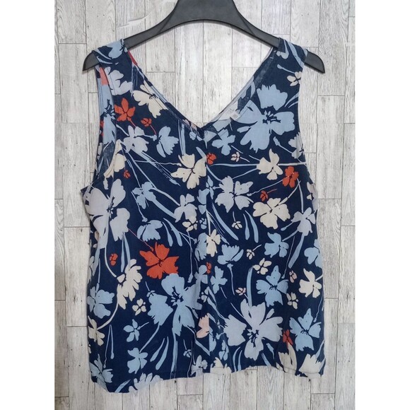 Time And Tru Linen Blend V-Neck Tank Top Sleeveless Floral Cruise Size XXL‎ (20) - Picture 1 of 5